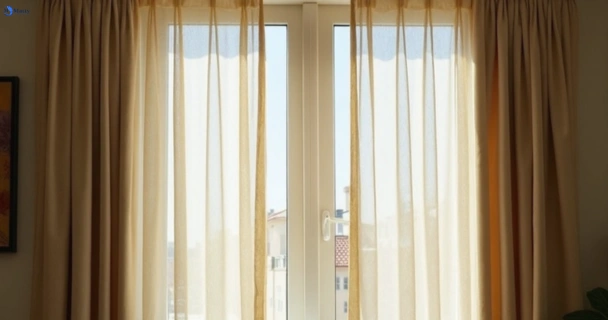 Dusty and dull curtains in parwan-vic before steam cleaning